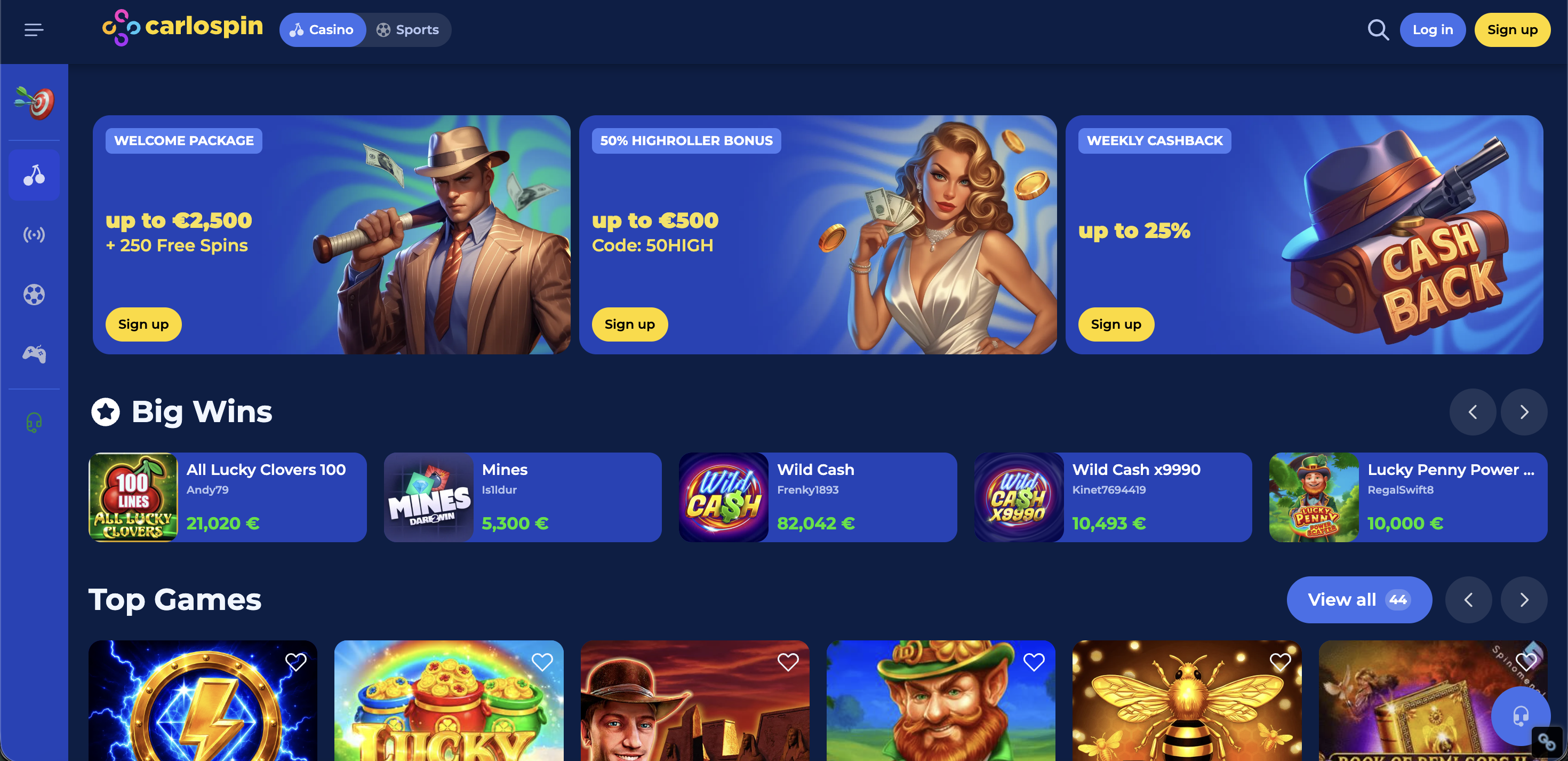 Carlospin Casino — desktop lobby